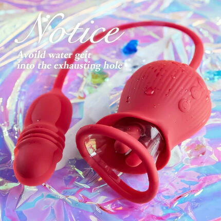 Tarzanee Rose 10 Tongue Licking & Thrusting Dildo Vibrator Clitoris and Nipple Stimulator