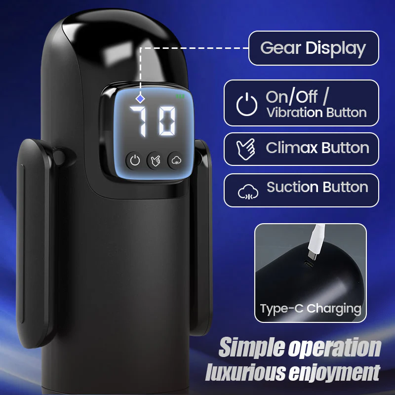 Phantom - 7 Suctions 7 Vibrations  Dual Handles  Large Granule Channel Texture  Male Masturbator