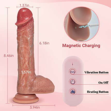 Tarzanee IPX7 Waterproof 7 Thrusting Swinging 10 Vibrating Heating Lifelike Dildo 8.46 Inch