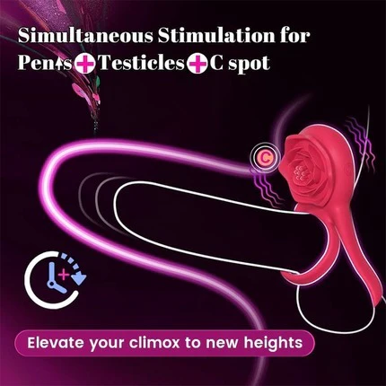 Tarzanee - 7 Vibrating Dual Loop Rose Cock Ring