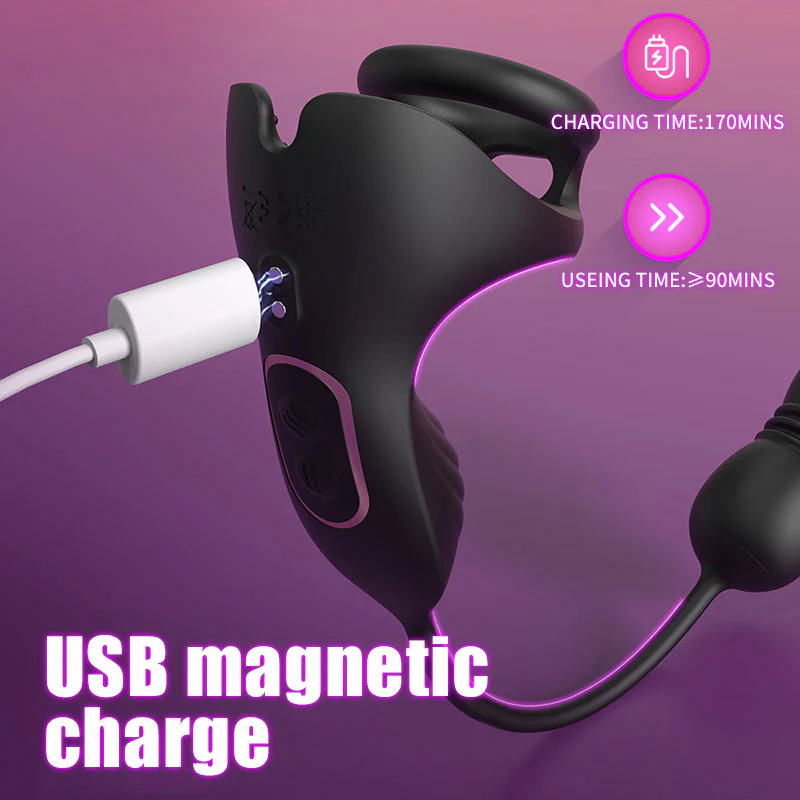 Tarzanee - 9 Thrusting & Vibrating Prostate Massager with Dual Cocking Rings Testicular Stimulator