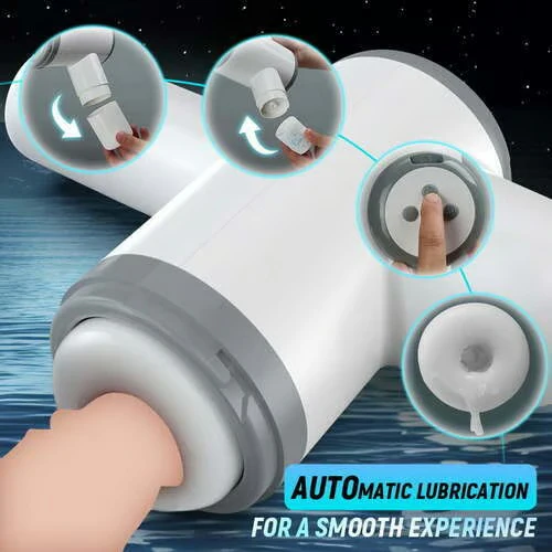 Tarzanee - Automatic Lubrication 8 Thrusting & Sucking Handheld Male Stroker