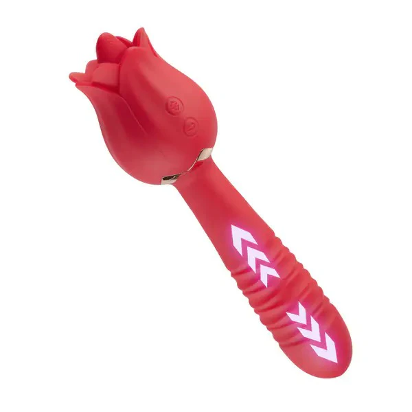 Tarzanee Red Rose Low Noise 5 Thrusting & Vibrating 7 Tongue Licking Vibrator