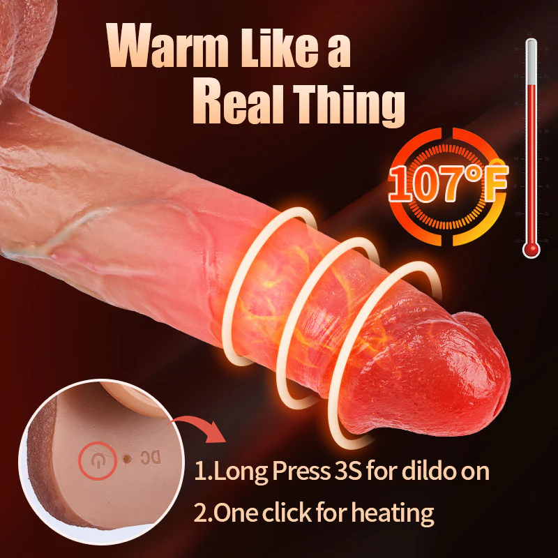 MASK - 8.6 Inch Bloodshot Thrusting Swinging Heating Dildo