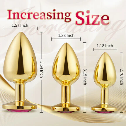 Tarzanee 3 Pieces Gold Butt Plug