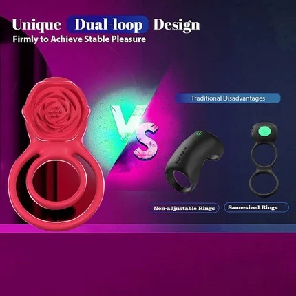 Tarzanee - 7 Vibrating Dual Loop Rose Cock Ring
