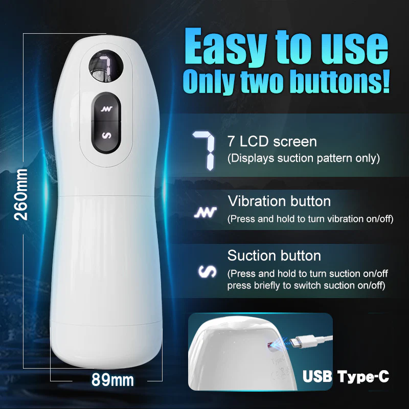 7-Mode Vibrating Automatic Male Masturbator Cup with Realistic Lip Entrance & Textured Tunnel